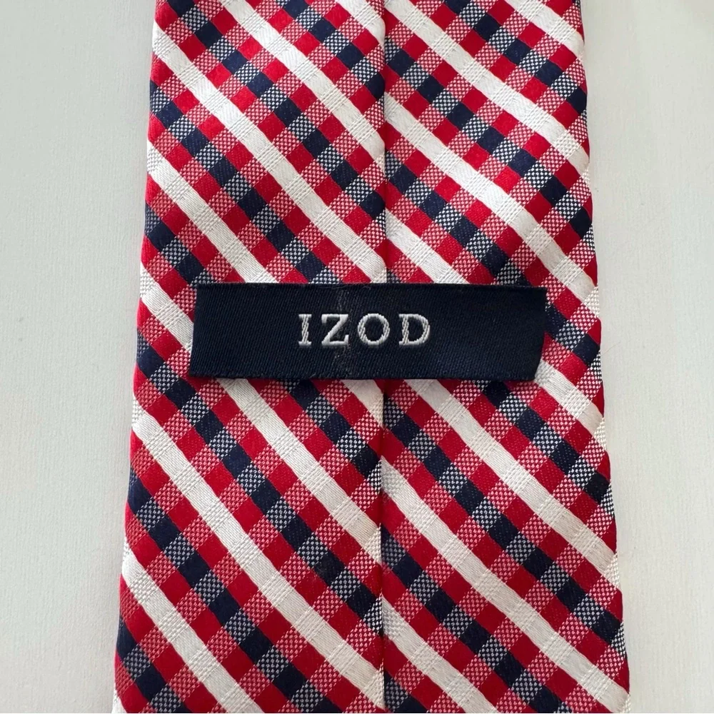 Izod Red White Navy Stripe Tie